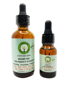 BEARD OIL The Perfect 10 Match/ Aceite para Barba + free 1/2 oz refillable - Yocahu Organic Skin Care