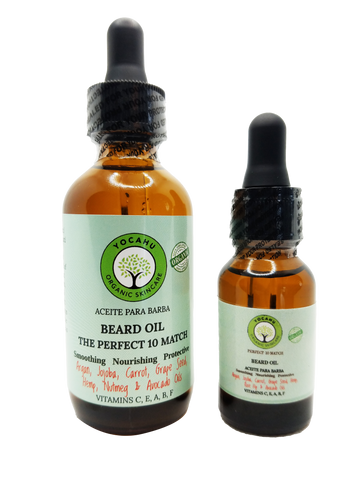 BEARD OIL The Perfect 10 Match/ Aceite para Barba + free 1/2 oz refillable - Yocahu Organic Skin Care